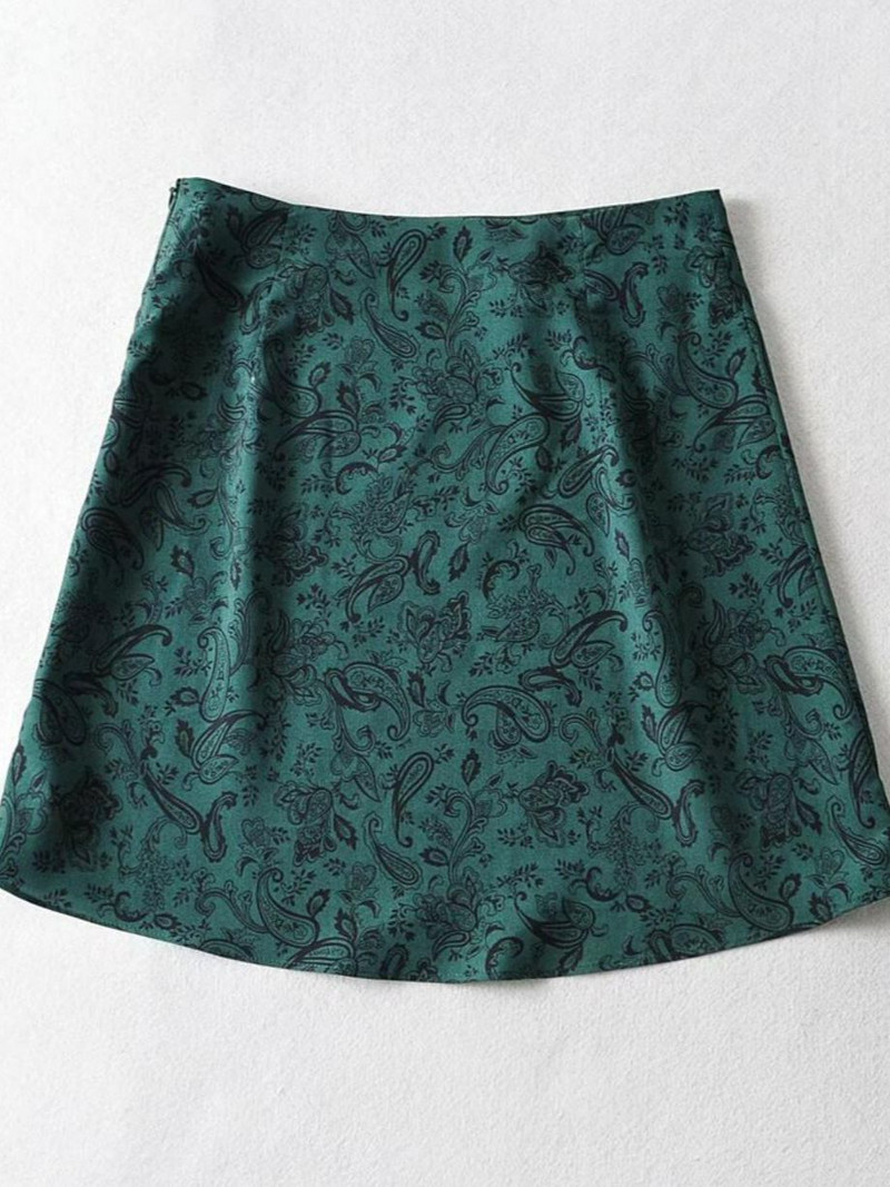 Nyári női kontraszt színű virágmintás miniszoknya Vintage csomag csípő rövid szoknya oldalsó cipzár