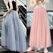 Női rugalmas derék csíkos hálós Tutu tüll hosszú Midi szoknyák