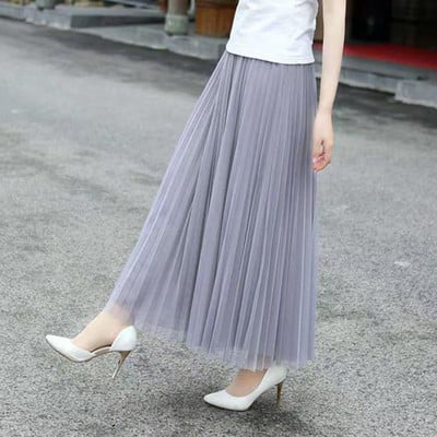 Női rugalmas derék csíkos hálós Tutu tüll hosszú Midi szoknyák