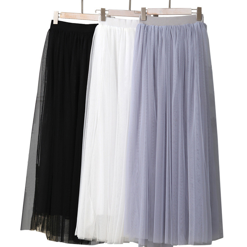 Női rugalmas derék csíkos hálós Tutu tüll hosszú Midi szoknyák
