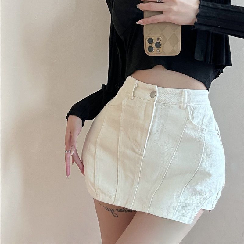 Sijonai Moteriški Asimetriška mada Solidi Minimalistinė Džinsinė Laisvalaikis Gatvės Apranga Visiems tinka retro A formos moteriškas amerikietiško stiliaus vasara