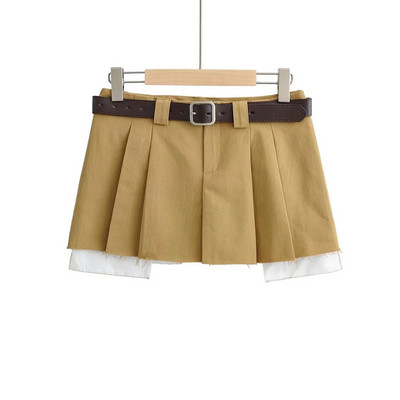 Bazaleas Ljetne suknje s plisama Kaki mini suknje Ženska modna suknja s kratkim hlačama Cargo suknje za žene