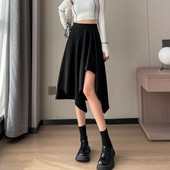 Neregulāri vintage svārki Sieviešu gotikas svārki Harajuku jauni eleganti sieviešu ikdienas svārki vidēja garuma kroku svārki ar augstu vidukli novājēšanu