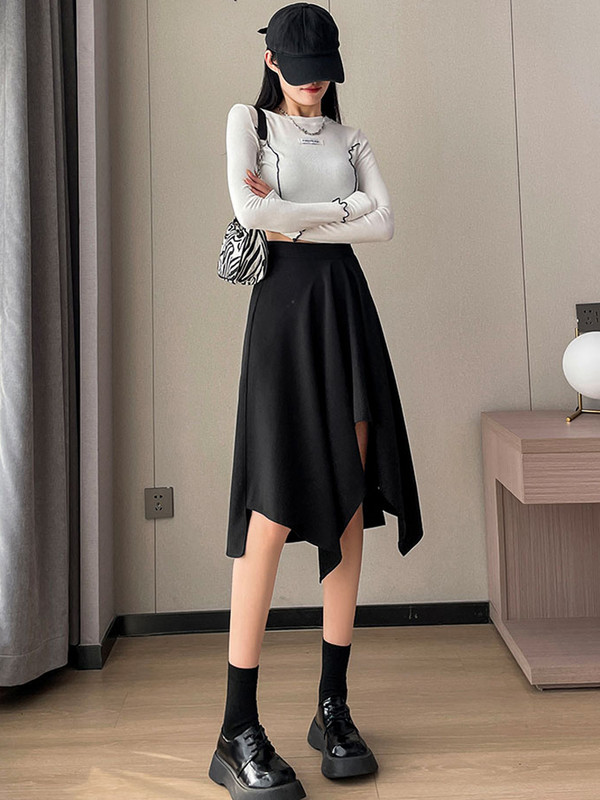 Neregulāri vintage svārki Sieviešu gotikas svārki Harajuku jauni eleganti sieviešu ikdienas svārki vidēja garuma kroku svārki ar augstu vidukli novājēšanu