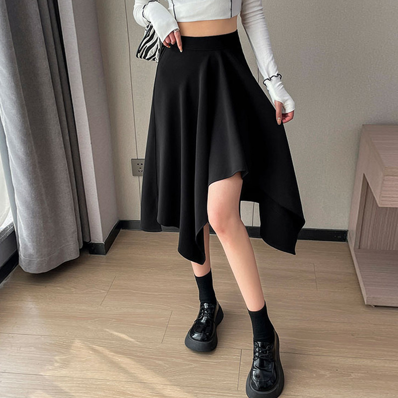 Neregulāri vintage svārki Sieviešu gotikas svārki Harajuku jauni eleganti sieviešu ikdienas svārki vidēja garuma kroku svārki ar augstu vidukli novājēšanu