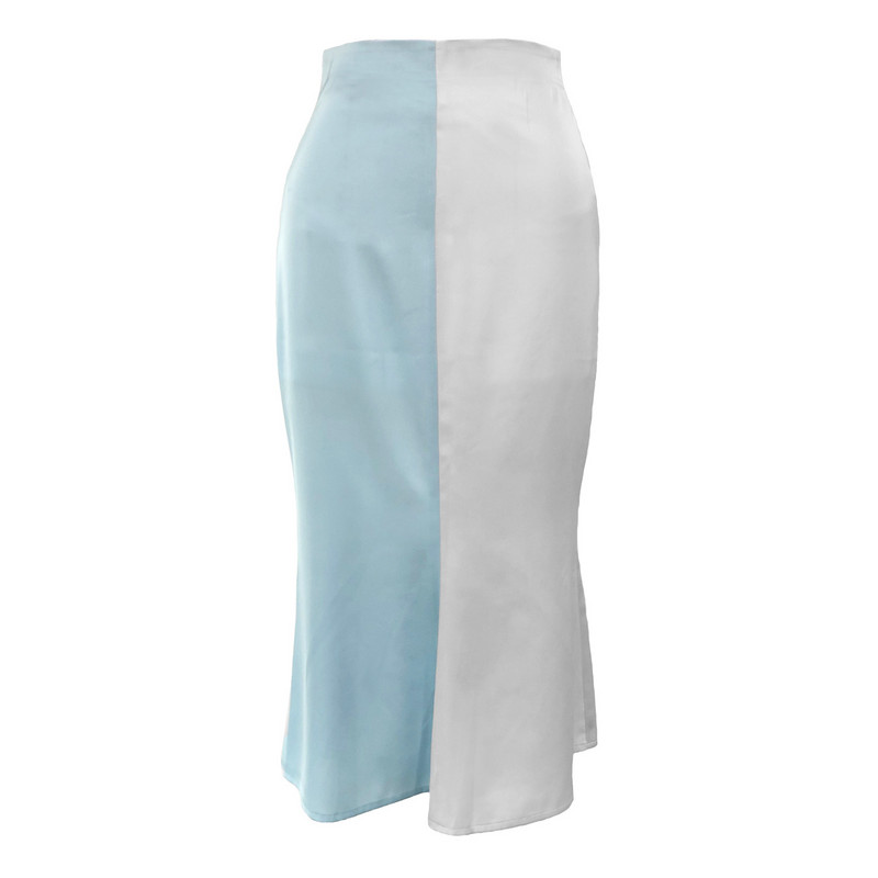 Letné nové produkty 2023 Dámska módna sukňa s vysokým pásom a zipsom, saténová dlhá sukňa vo farbe zodpovedajúcej farby