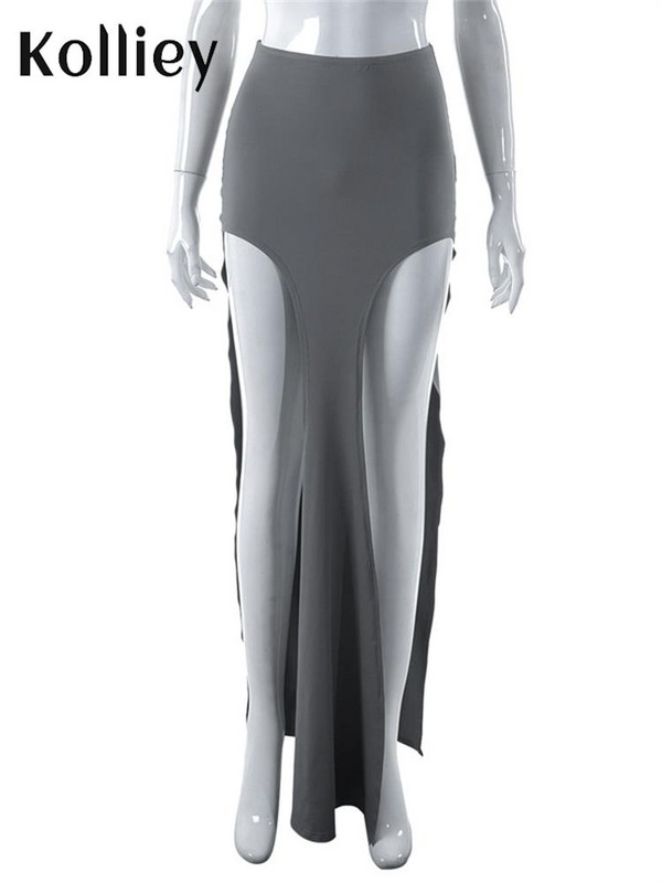 Kolliey Ljetne ulične jednobojne suknje za žene 2023. Izrezane suknje s visokim strukom Ležerna odjeća Modne suknje uz tijelo Ženske