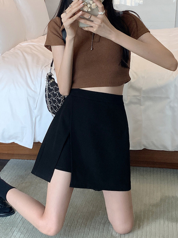 Szoknyák Női Oldalsó hasítékos Aszimmetrikus Dizájn Egyszerű Ulzzang Mujer Magas Derék Szilárd Egyszerű Napi Elegáns Nyári Faldas Temperamentum