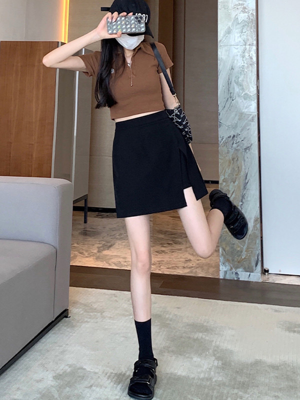 Szoknyák Női Oldalsó hasítékos Aszimmetrikus Dizájn Egyszerű Ulzzang Mujer Magas Derék Szilárd Egyszerű Napi Elegáns Nyári Faldas Temperamentum