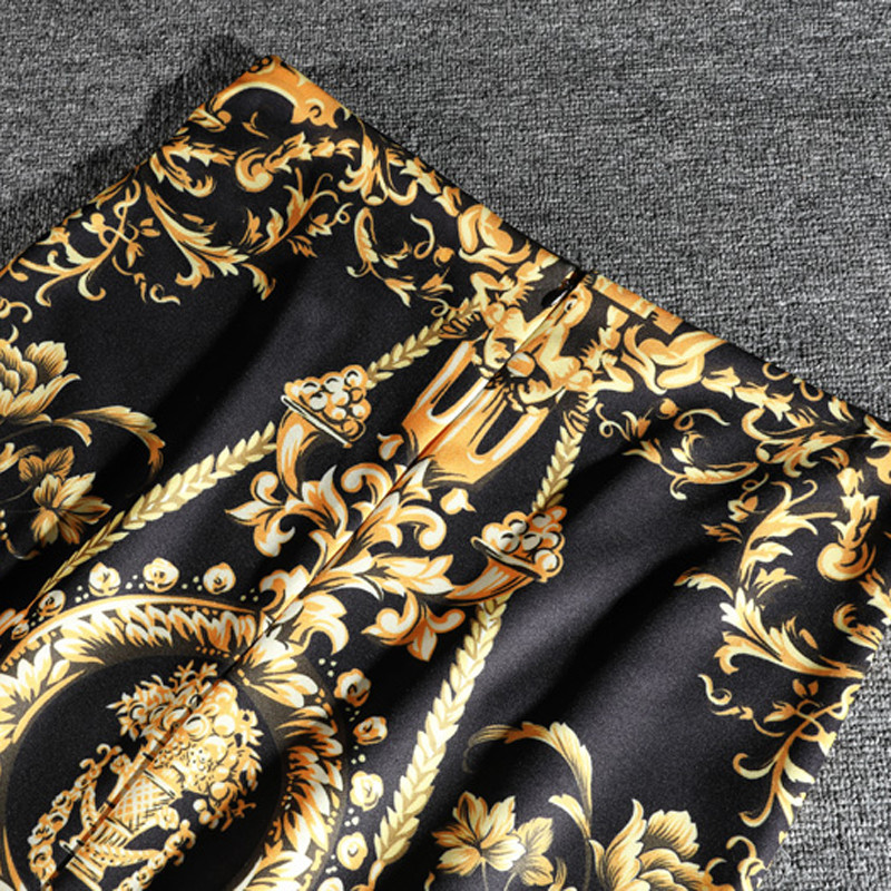 Jarné letné elegantné štíhle midi sukne plus size šaty 2022 nová móda pre ženy kancelárske retro zlatá potlačená sukňa s bokmi