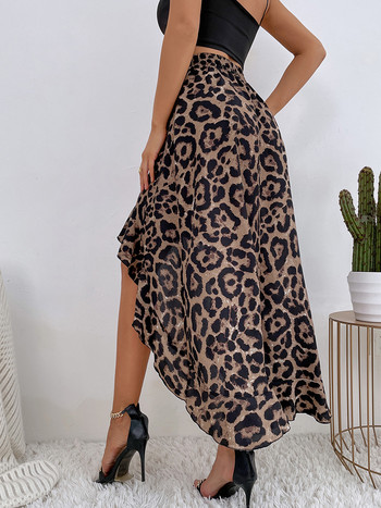 Γυναικεία μακριά φούστα Vintage Leopard print Ακανόνιστες φούστες για πάρτι Κομψή μόδα Ψηλόμεση σε γραμμή Α παραλίας Φούστα άνοιξη Καλοκαίρι