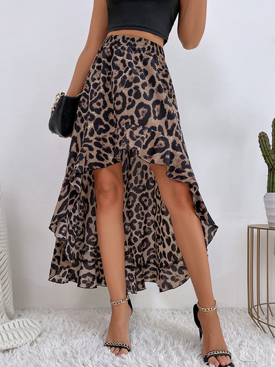 Sieviešu garie svārki Vintage leoparda apdrukas neregulāri ballīšu svārki Eleganti modes svārki ar augstu vidukli A-līnijas pludmales svārki pavasara vasara