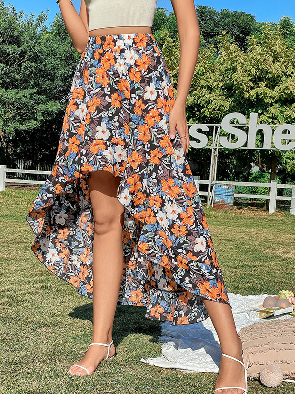 Sieviešu garie svārki Vintage leoparda apdrukas neregulāri ballīšu svārki Eleganti modes svārki ar augstu vidukli A-līnijas pludmales svārki pavasara vasara