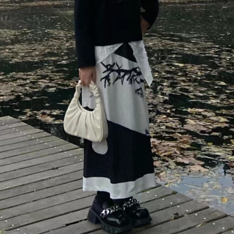 Szoknyák Női Nyomtatott Diákok Dizájner Napi Egyszerű Egyedi divat Kínai Hagyományos Stílus Nyári Laza alkalmi Különleges Retro