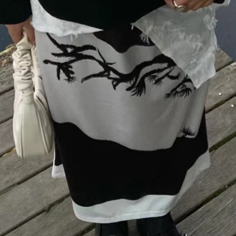 Szoknyák Női Nyomtatott Diákok Dizájner Napi Egyszerű Egyedi divat Kínai Hagyományos Stílus Nyári Laza alkalmi Különleges Retro