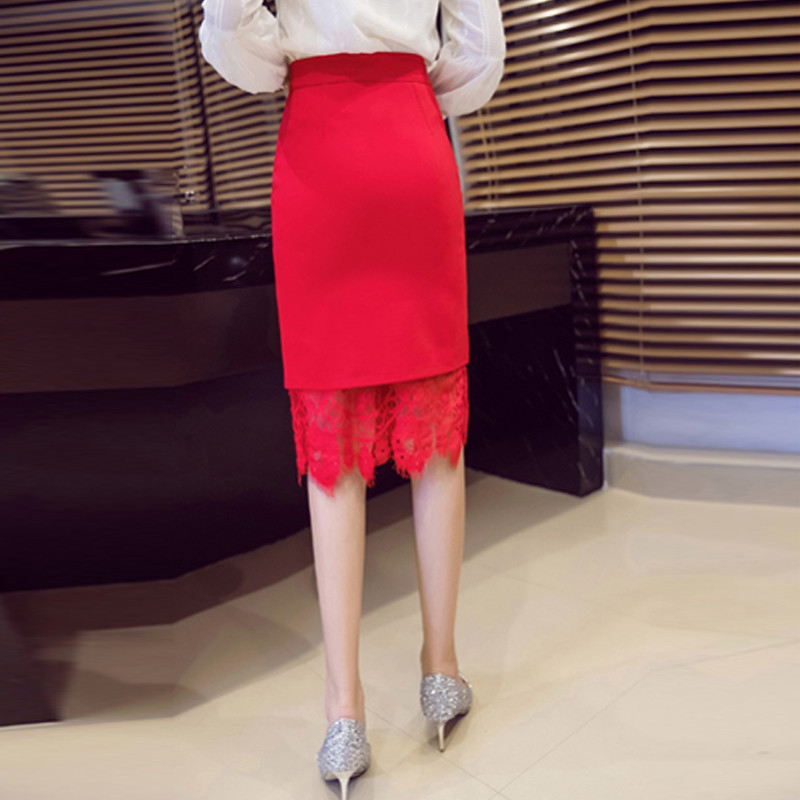 Vasaras sieviešu mežģīņu zīmuļu svārki ar vienrindu biroja svārki Sievietēm Seksīgi modes svārki Sieviešu Bodycon Midi svārki