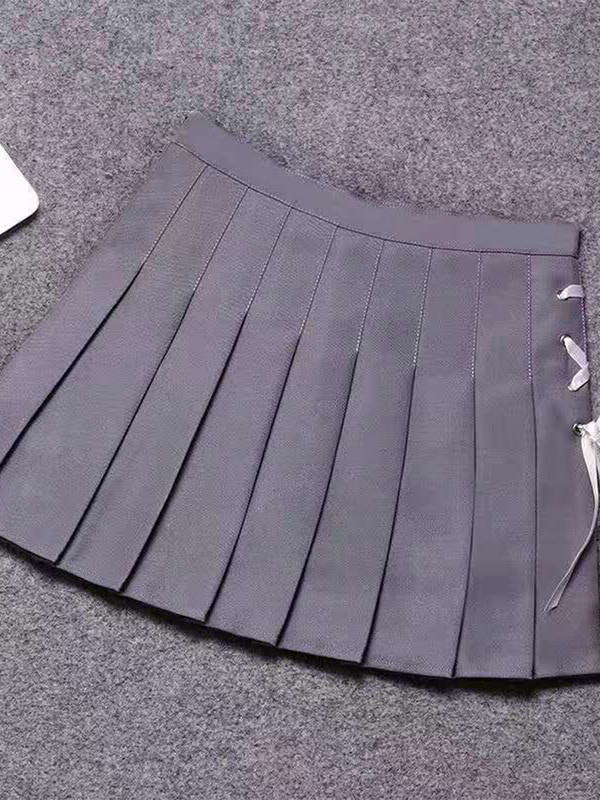 Női szoknya Rózsaszín Fásli Redős Szoknyák Magas derekú Szilárd vékony nyári Kawaii Preppy Stílus Női Ruhák Alsó Diákok Koreai