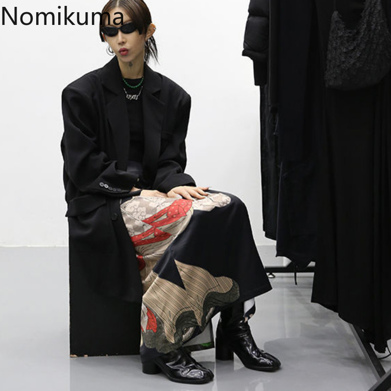 Nomikuma suknje za žene Proljeće Jesen Jacquard Visoki struk Opuštene Chic Faldas Mujer Moda 2022 Vintage Elegant Street Jupe Femme