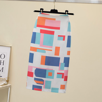 Letná móda modrá kvetinová potlač dámske ceruzkové sukne s vysokým pásom, kancelárske dámske midi sukne, dámske nohavice Saias Faldas, dievčenské spodné diely 2022