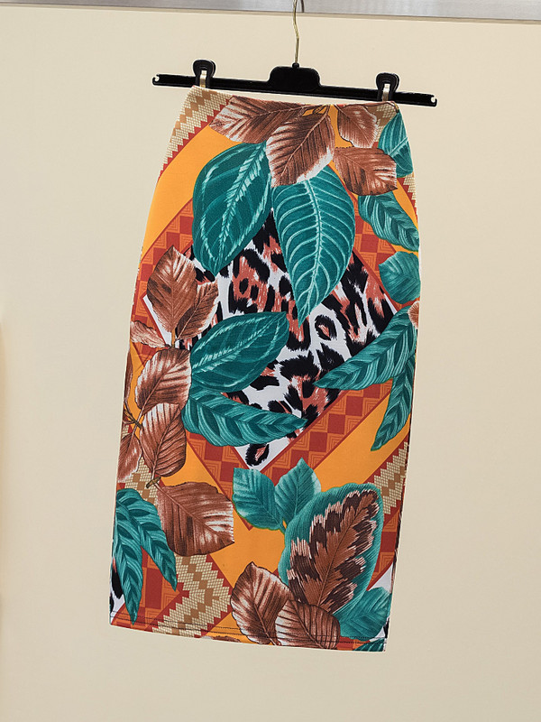 Letná móda modrá kvetinová potlač dámske ceruzkové sukne s vysokým pásom, kancelárske dámske midi sukne, dámske nohavice Saias Faldas, dievčenské spodné diely 2022