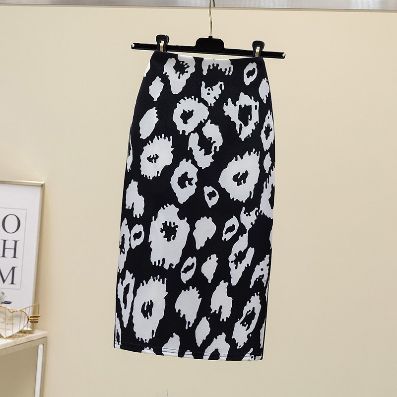 Letná móda modrá kvetinová potlač dámske ceruzkové sukne s vysokým pásom, kancelárske dámske midi sukne, dámske nohavice Saias Faldas, dievčenské spodné diely 2022