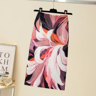 2023-as nyári divat kék virágmintás női ceruzaszoknyák magas derekú irodai női midi szoknya Női Saias Faldas lány alsók