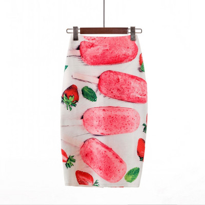 2023-as nyári divat kék virágmintás női ceruzaszoknyák magas derekú irodai női midi szoknya Női Saias Faldas lány alsók