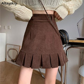 Velvetist miniseelikud naiste mood uusim sügisene Korea retro vintage naistele Kuum seksikas, kõrge vöökohaga A-line seelik šikk