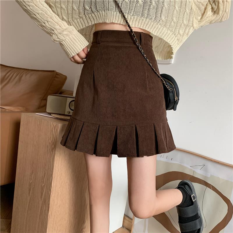 Velvetist miniseelikud naiste mood uusim sügisene Korea retro vintage naistele Kuum seksikas, kõrge vöökohaga A-line seelik šikk