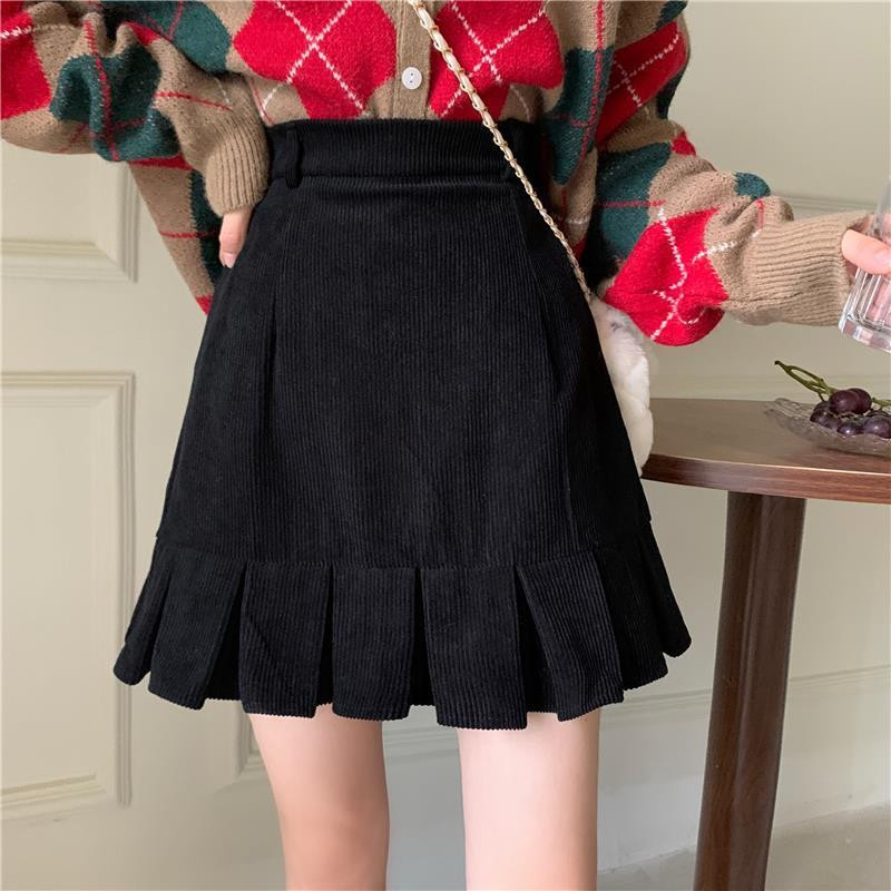 Velvetist miniseelikud naiste mood uusim sügisene Korea retro vintage naistele Kuum seksikas, kõrge vöökohaga A-line seelik šikk