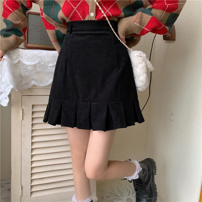 Velvetist miniseelikud naiste mood uusim sügisene Korea retro vintage naistele Kuum seksikas, kõrge vöökohaga A-line seelik šikk