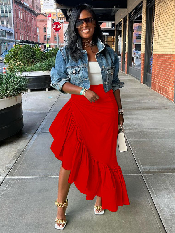 Neonzöld lépcsőzetes fodros aszimmetrikus szegély szoknya nőknek Rugalmas, magas derékú nagy lengőszoknyák Szexi Születésnapi Party Club alsó