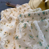 6 krāsu svārki ar augstu vidukli sievietēm, vienkārši vintage, ziedu franču stils, jauns vasaras saldais brīvā laika ielu apģērbs Populāri Faldas svētki