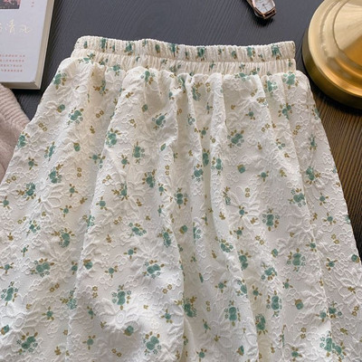 6 krāsu svārki ar augstu vidukli sievietēm, vienkārši vintage, ziedu franču stils, jauns vasaras saldais brīvā laika ielu apģērbs Populāri Faldas svētki