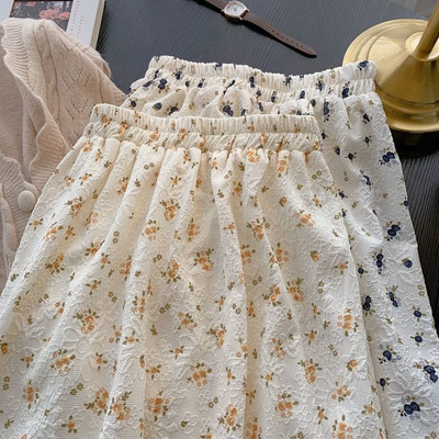 6 krāsu svārki ar augstu vidukli sievietēm, vienkārši vintage, ziedu franču stils, jauns vasaras saldais brīvā laika ielu apģērbs Populāri Faldas svētki