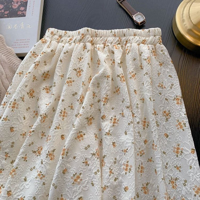 6 krāsu svārki ar augstu vidukli sievietēm, vienkārši vintage, ziedu franču stils, jauns vasaras saldais brīvā laika ielu apģērbs Populāri Faldas svētki