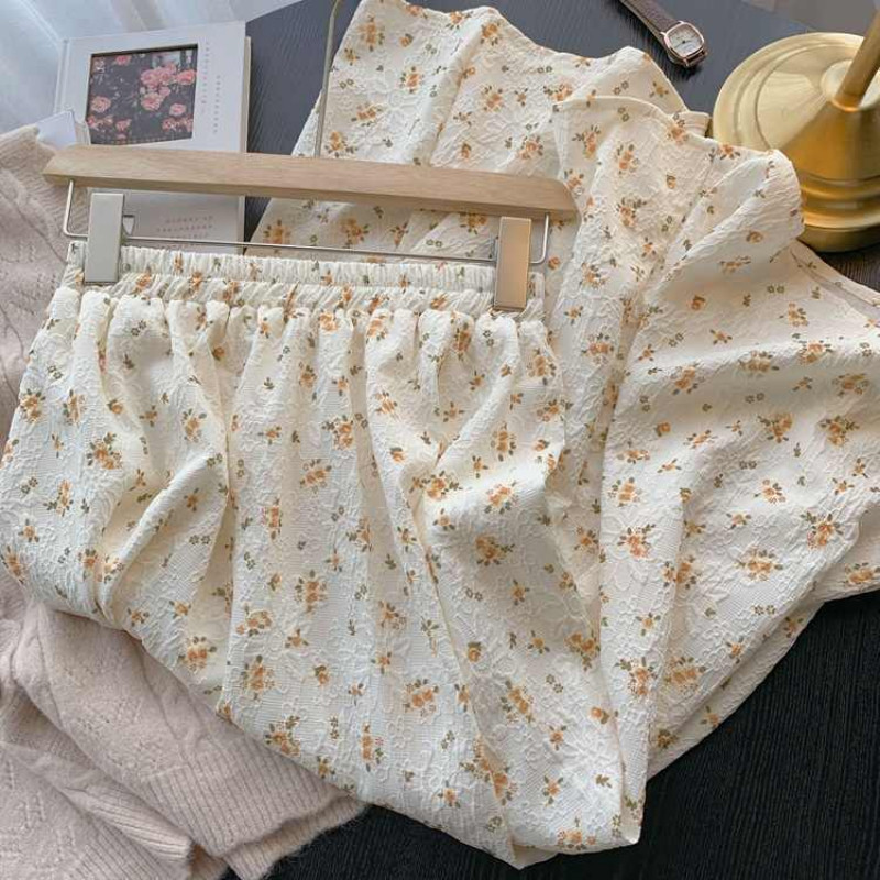 6 krāsu svārki ar augstu vidukli sievietēm, vienkārši vintage, ziedu franču stils, jauns vasaras saldais brīvā laika ielu apģērbs Populāri Faldas svētki