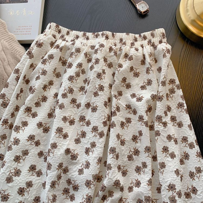 6 krāsu svārki ar augstu vidukli sievietēm, vienkārši vintage, ziedu franču stils, jauns vasaras saldais brīvā laika ielu apģērbs Populāri Faldas svētki