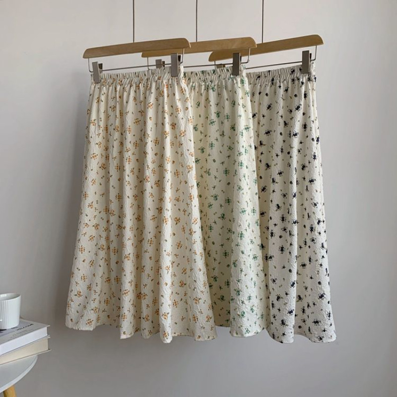 6 krāsu svārki ar augstu vidukli sievietēm, vienkārši vintage, ziedu franču stils, jauns vasaras saldais brīvā laika ielu apģērbs Populāri Faldas svētki