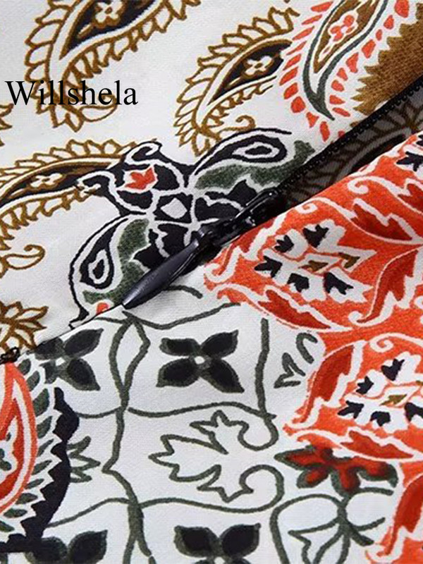 Willshela naiste moe sõlmega trükitud tutiga selja tõmblukk miniseelik Vintage kõrge vöökohaga naiste stiilsed naiste seelikud Mujer varustus