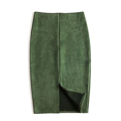 Χειμερινές σέξι Bodycon Suede φούστες 2023 Μόδα μέχρι το γόνατο Φούστα γραφείου Κορεάτικα γυναικεία ρούχα Κομψή λεπτή Pencil φούστα