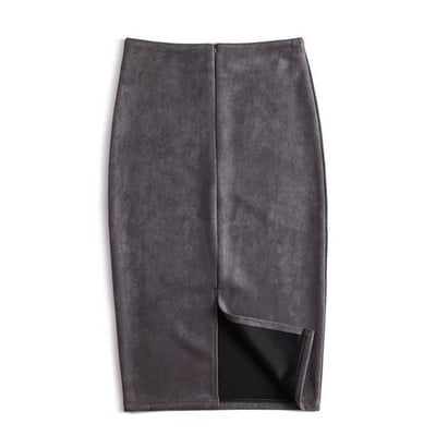 Χειμερινές σέξι Bodycon Suede φούστες 2023 Μόδα μέχρι το γόνατο Φούστα γραφείου Κορεάτικα γυναικεία ρούχα Κομψή λεπτή Pencil φούστα