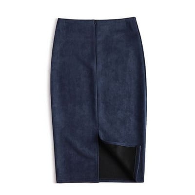 Χειμερινές σέξι Bodycon Suede φούστες 2023 Μόδα μέχρι το γόνατο Φούστα γραφείου Κορεάτικα γυναικεία ρούχα Κομψή λεπτή Pencil φούστα