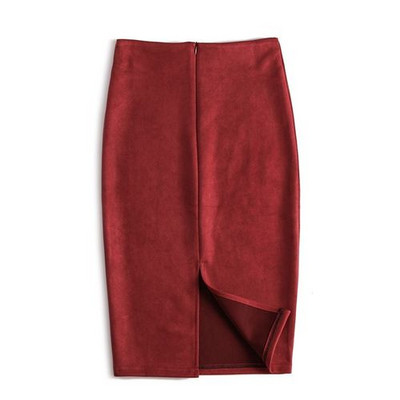 Χειμερινές σέξι Bodycon Suede φούστες 2023 Μόδα μέχρι το γόνατο Φούστα γραφείου Κορεάτικα γυναικεία ρούχα Κομψή λεπτή Pencil φούστα