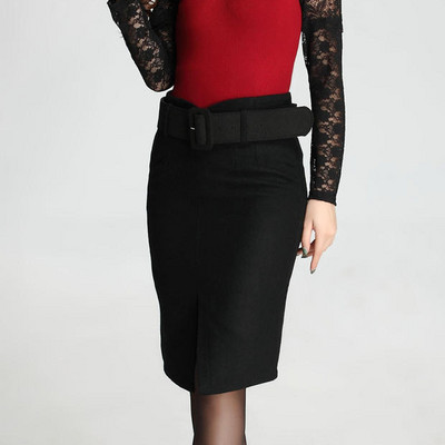 Jauni sieviešu OL piepilsētas slaidi seksīga soma ar augstu jostasvietu gurniem pusvienkrāsaina aizmugurējā kabatā profesionālie svārki ziemas svārki S-3XL