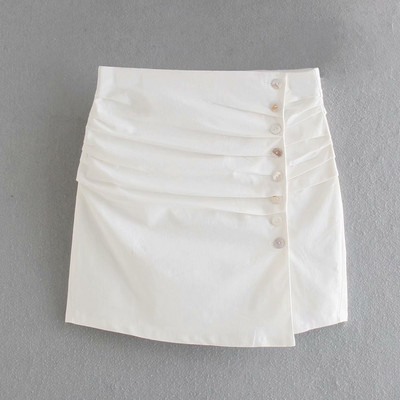 Zevity 2021 Női High Street redők Design egysoros vászonszoknya Faldas Mujer Lady Summer Split, vékony mini Vestidos QUN838