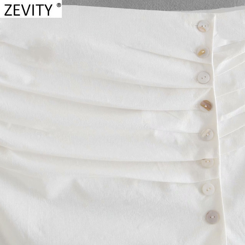 Zevity 2021 Női High Street redők Design egysoros vászonszoknya Faldas Mujer Lady Summer Split, vékony mini Vestidos QUN838