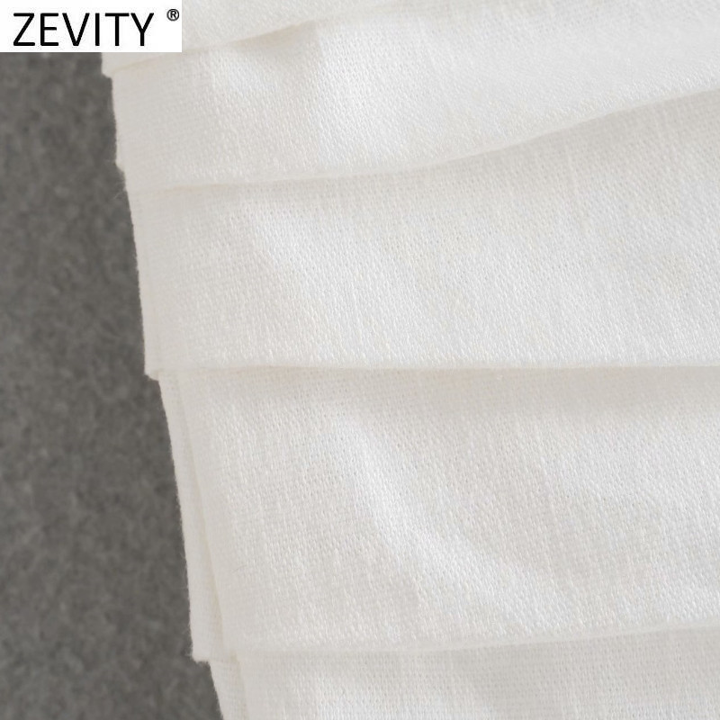 Zevity 2021 Női High Street redők Design egysoros vászonszoknya Faldas Mujer Lady Summer Split, vékony mini Vestidos QUN838