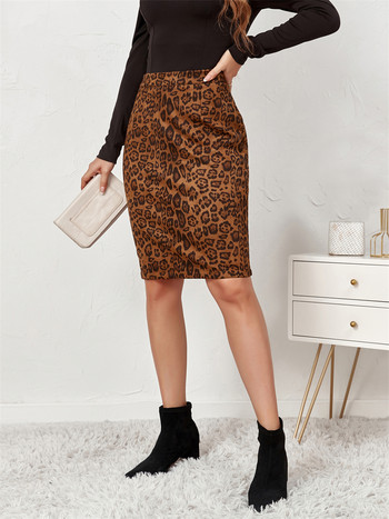 Tossy Γυναικείες μακριές φούστες Leopard Print Suede ύφασμα Επίσημες Γυναικείες Νέα Φούστα Wrap 2022 Φθινοπωρινές ελαστικές μάξι φούστες με ψηλόμεσο