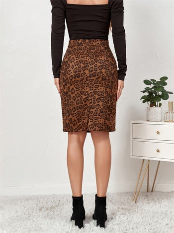 Tossy Γυναικείες μακριές φούστες Leopard Print Suede ύφασμα Επίσημες Γυναικείες Νέα Φούστα Wrap 2022 Φθινοπωρινές ελαστικές μάξι φούστες με ψηλόμεσο